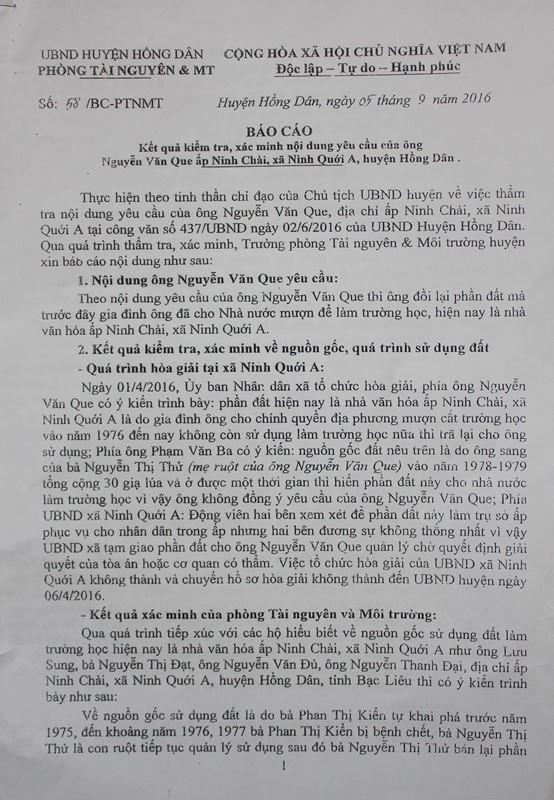 Báo cáo của Phòng TN-MT huyện cho biết, đất của ông Ba.