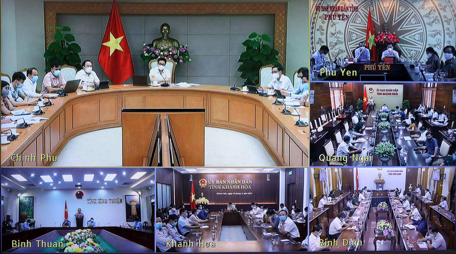 Phó Thủ tướng Vũ Đức Đam chủ trì cuộc họp trực tuyến chiều 28/6 với 5 tỉnh thành khu vực Nam Trung Bộ (Ảnh: VGP).