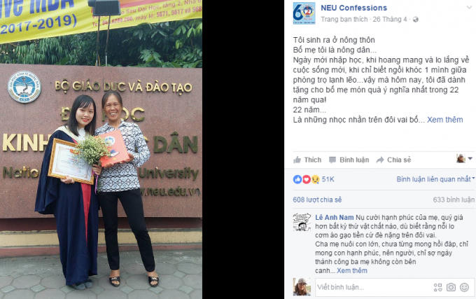 Những tâm sự chân thành của người con đã nhận được sự đồng cảm của cư dân mạng.
