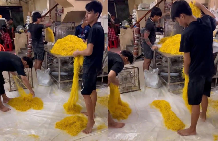 Các đối tượng sản xuất mì trong điều kiện không đảm bảo vệ sinh an toàn thực phẩm.