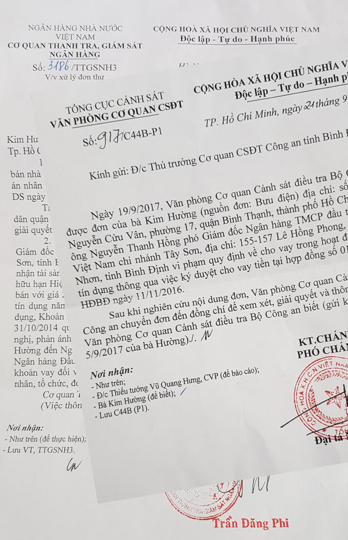 Văn bản của Tổng Cục Cảnh Sát và Cơ quan Thanh tra Giám sát Ngân hàng nhà nước Việt Nam.