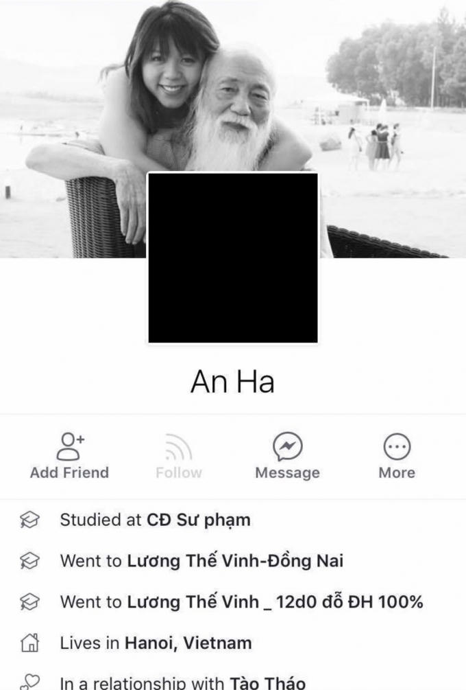 Ảnh đại diện facebook cá nhân An Ha chuyển màu đen.