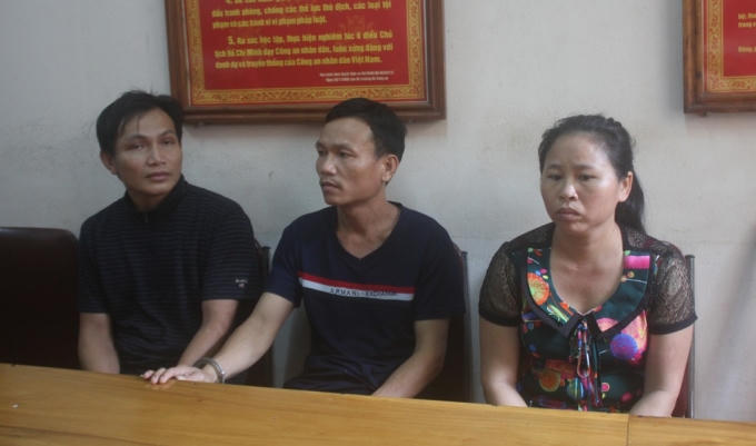 Ba đối tượng liên quan đến vụ án tại cơ quan điều tra.