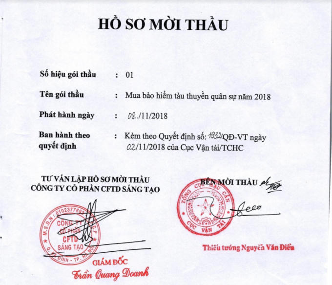 Hồ sơ mời thầu.