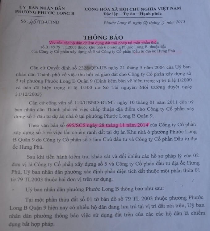 Quận 9: Đơn tố cáo của dân bị ngâm nửa năm trời sau đó không thụ lý