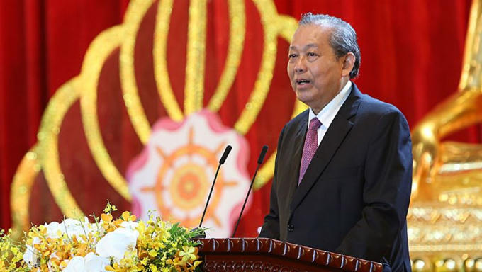 Phó Thủ tướng Thường trực Chính phủ Trương Hòa Bình phát biểu tại Lễ bế mạc Đại lễ Vesak 2019.