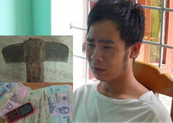 Đối tượng Bùi Xuân Cường tại cơ quan công an.
