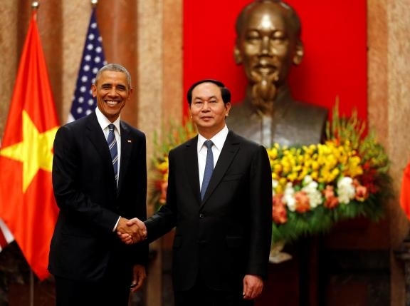 Chủ tịch nước Trần Đại Quang và Tổng thống Obama.
