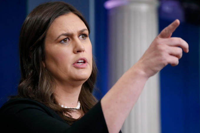 Thư ký báo chí Nhà Trắng Sarah Huckabee Sanders. Ảnh: A