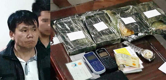 Đối tượng Vừ A Páo và tang vật của vụ án.