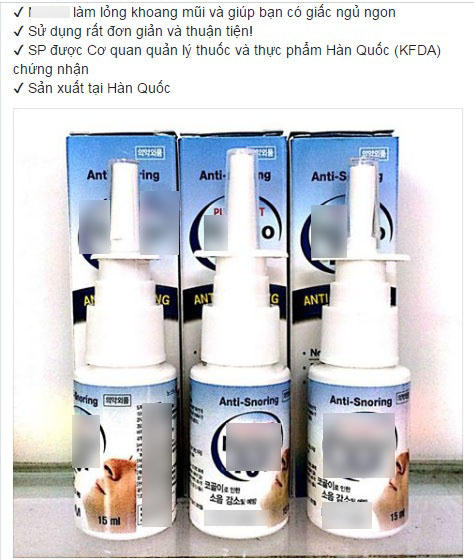Loại "thuốc chống ngáy" được quảng cáo rầm rộ trên nhiều trang mạng.