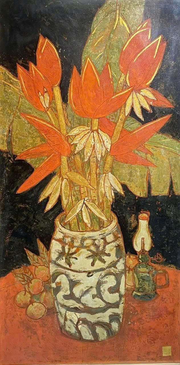 Hoa chuối rừng – Sơn mài; Tác giả: Nguyễn Hải Nam.