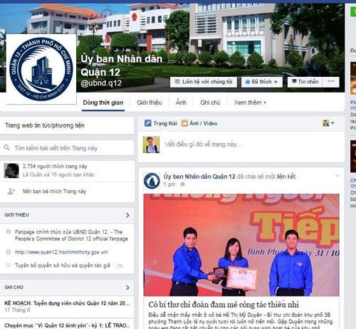 UBND quận 12 tiếp nhận thông tin phản ánh của người dân từ nhiều kênh trong đó có mạng xã hội Facebook.