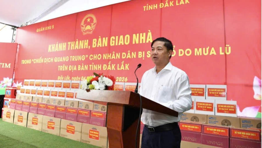 Bí thư Tỉnh ủy Đắk Lắk Lương Nguyễn Minh Triết phát biểu tại buổi lễ. Ảnh: Công Lý