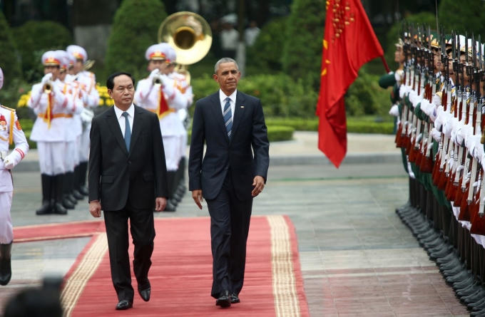 Chủ tịch nước Trần Đại Quang và Tổng thống Mỹ Obama. (Ảnh: Ap)