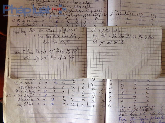 Giấy biên nhận tiền mà bà Vân viết khi nhận tiền hụi của người khác.