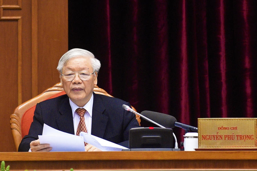 Tổng Bí thư, Chủ tịch nước Nguyễn Phú Trọng chủ trì hội nghị. Ảnh VGP/Nhật Bắc