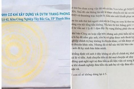 Nội dung bức thư mà các đối tượng gửi