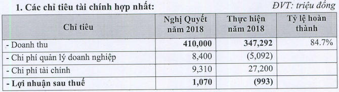 Kết quả kinh doanh của C&T năm 2018 - Nguồn: C&T.