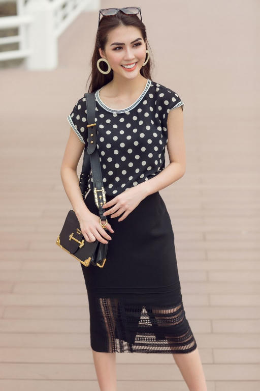 Hoa hậu Tường Linh gây thương nhớ khi diện thiết kế chấm bi