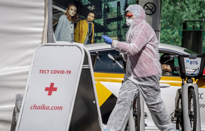 Một địa điểm xét nghiệm COVID-19 tại Moskva, Nga, ngày 2/5/2020. (Nguồn: AFP/TTXVN)