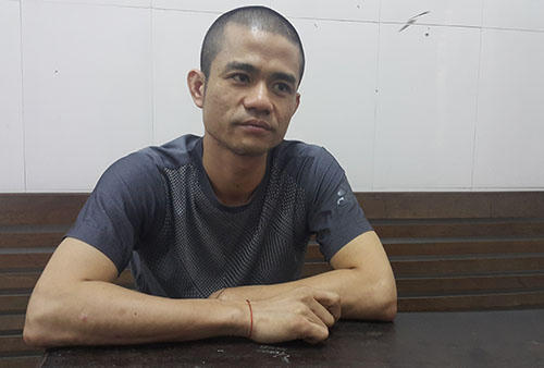 Đối tượng Lê Ngọc Sơn tại cơ quan điều tra.