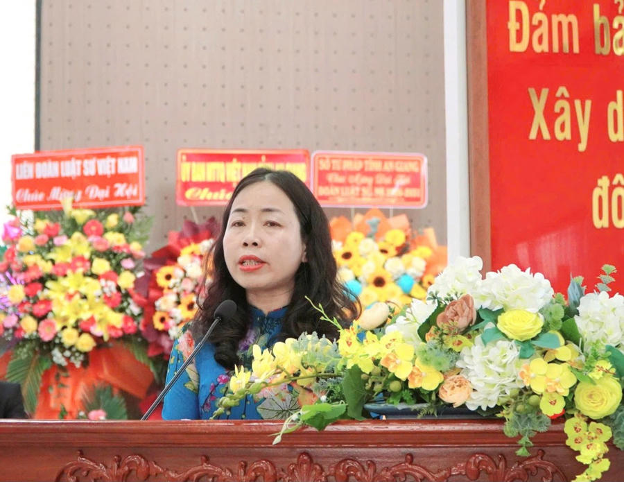 Phó cục trưởng Cục Bổ trợ - Bộ Tư pháp Đặng Kim Hoa phát biểu chỉ đạo.