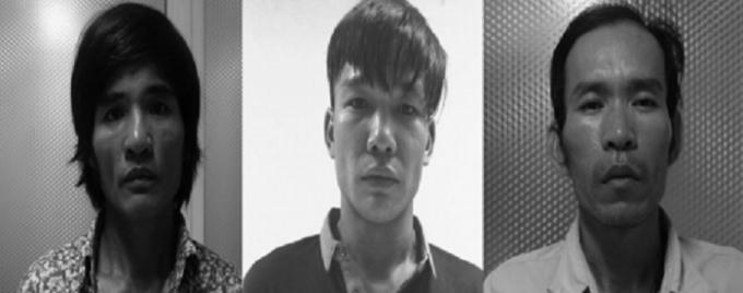 Đối tượng Thắng (giữa), Cò (áo hoa) và Duy (ảnh lưu PC 52 cung cấp).