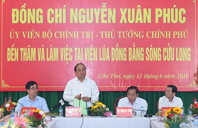Toàn cảnh buổi làm việc với Viện lúa Đồng bằng sông Cửu Long.