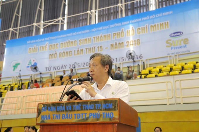Ông Mai Bá Hùng - Phó Giám Đốc Sở Văn Hóa và Thể Thao TPHCM phát biểu tại Giải thi đấu.