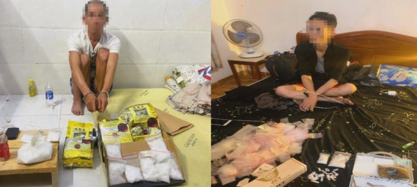 Các đối tượng cùng tang vật.