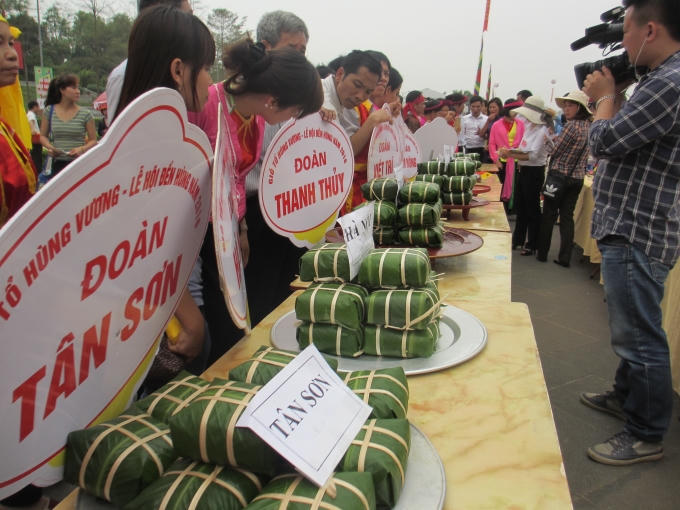 Những chiếc bánh chưng các các đoàn tham gia sau khi hoàn thành.