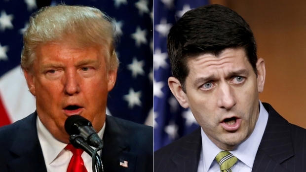 Ứng viên tổng thống đảng Cộng hòa Donald Trump (trái) và Chủ tịch Hạ viện Mỹ Paul Ryan. (Ảnh: CBC)