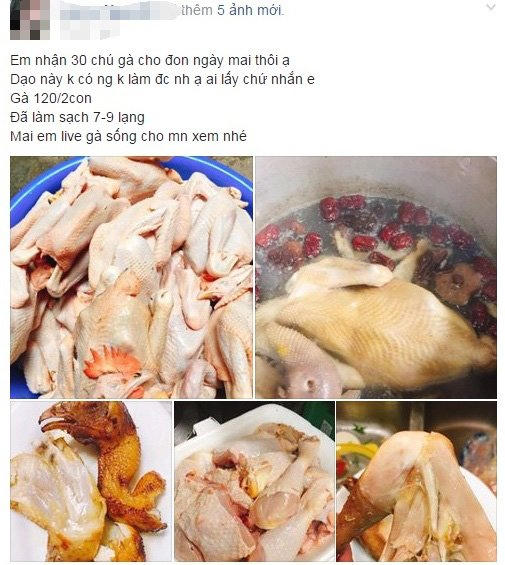 Gà ri mổ sẵn giá rẻ được bán tràn lan trên mạng xã hội.