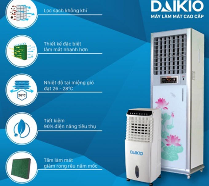 Các sản phẩm máy làm mát Daikio tiết kiệm điện, nhiều tính năng ưu việt.