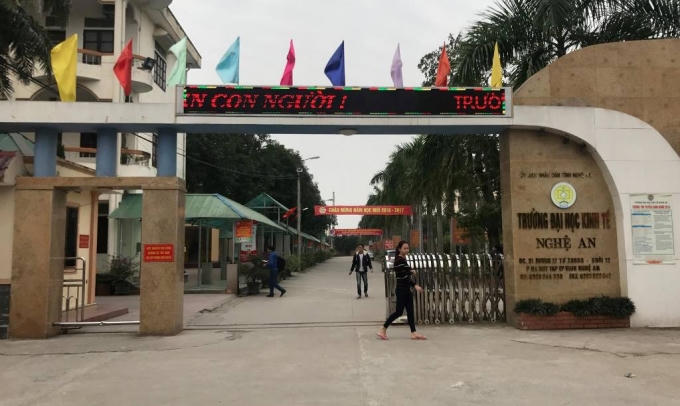 Trường ĐH Kinh tế Nghệ An nơi xảy ra sự việc.