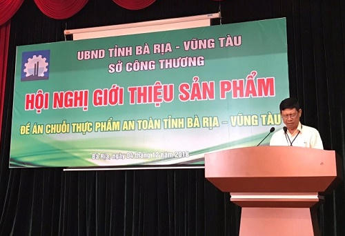 Ông Lê Hoàng Mãnh – Trưởng phòng Quản lý thương mại Sở Công Thương Bà Rịa - Vũng Tàu phát biểu khai mạc hội nghị.