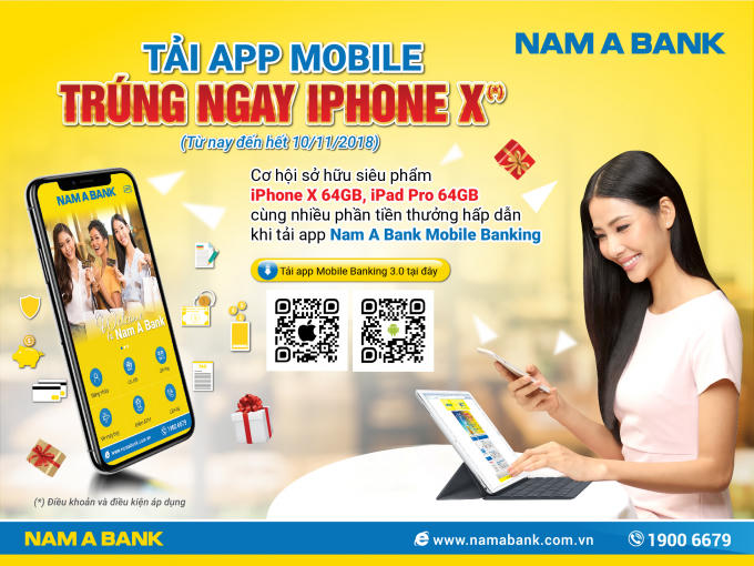 Nam A Bank đ&atilde; t&igrave;m ra chủ nh&acirc;n Iphone X v&agrave; iPad đầu ti&ecirc;n