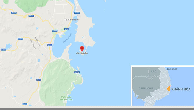 Khu vực đảo Bình Ba, TP Cam Ranh, Khánh Hòa, nơi 2 dự án du lịch bị thu hồi. Ảnh: Google Maps.