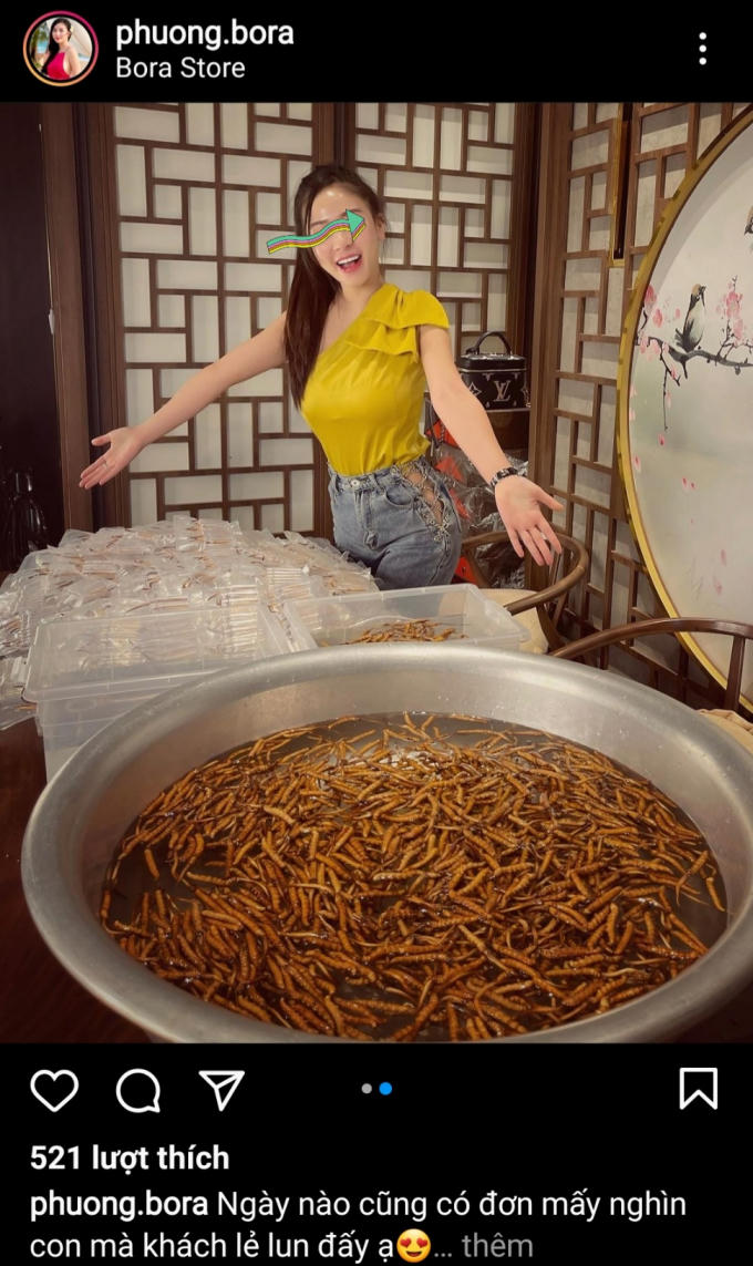 Một cá nhân quảng bá hình ảnh bán sản phẩm Đông trùng hạ thảo dạng sâu cỏ trên nền tảng mạng xã hội. Cá nhân này tự giới thiệu: