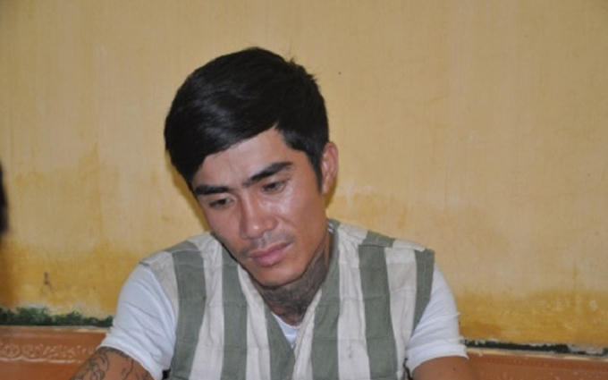 Nghi phạm Nguyễn Viết Tuân tại cơ quan Công an.