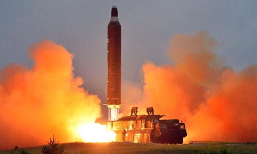 Một vụ phóng thử tên lửa của Triều Tiên. Ảnh: KCNA