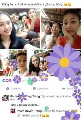 Nút Biết ơn hình bông hoa màu tím trong danh mục Reaction.