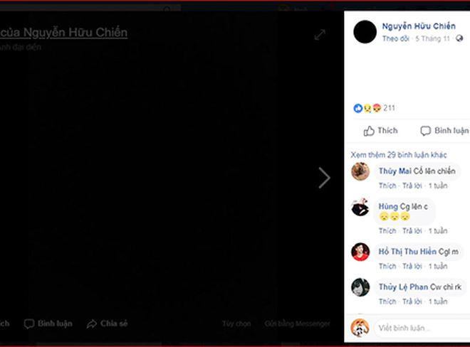 Facebook cá nhân Chiến thay đổi avatar màu đen cùng ngày gây ra vụ việc.