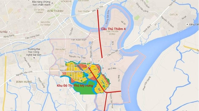 Vị trí cầu Thủ Thiêm 4 (Ảnh nguồn Zing.vn).