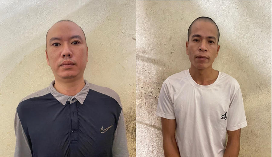 Hai đối tượng Tuấn và May tại Cơ quan Công an