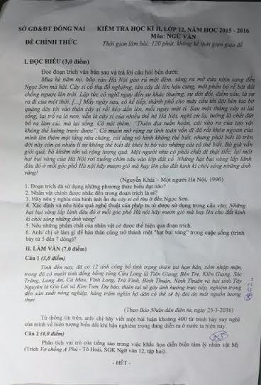 Đề thi khiến dư luận dậy sóng.