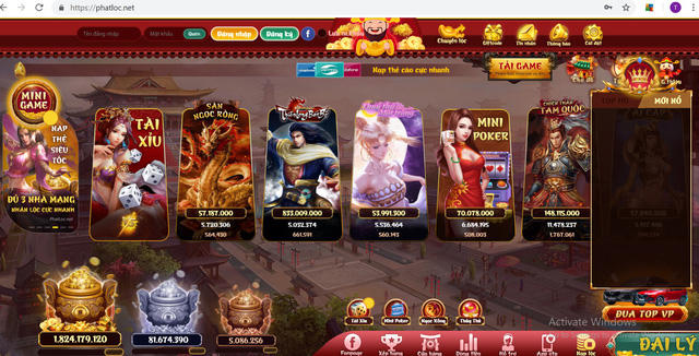 Giao diện bắt mắt của game bài ph.