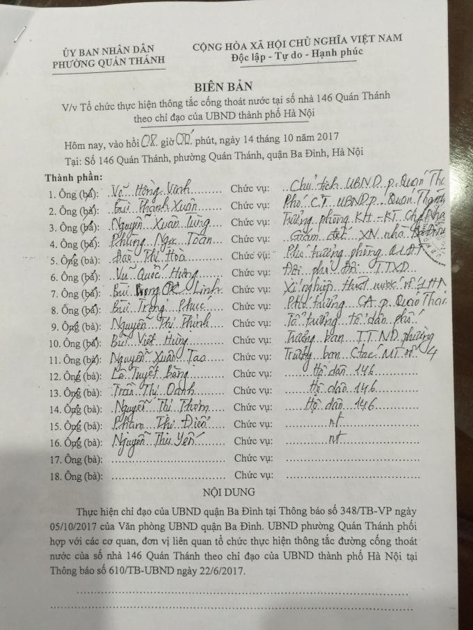 Vụ 146 Qu&aacute;n Th&aacute;nh: Cống chung lại c&oacute; dấu hiệu bị chặn, bịt?