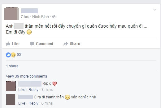 Lời tạm biệt cô gái để lại trên trang Facebook cá nhân.